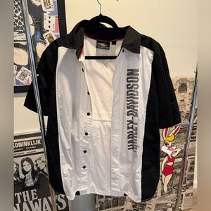 Harley-Davidson Black and White Short Sleeve Button-Up Shirt